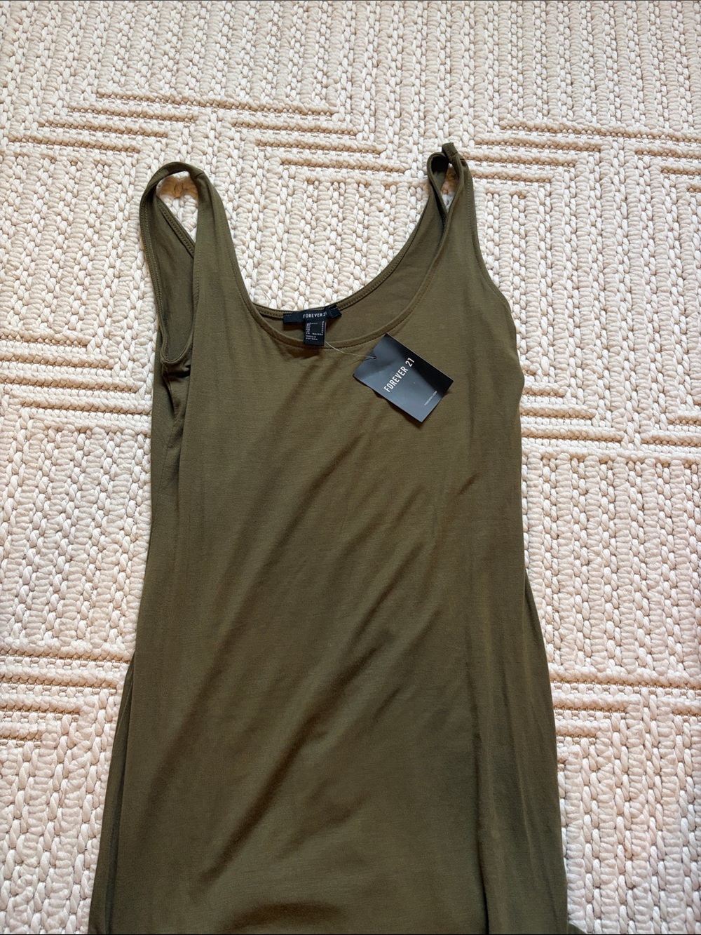 NWT: Forever 21 Olive Green Scoop Neck Maxi Dress